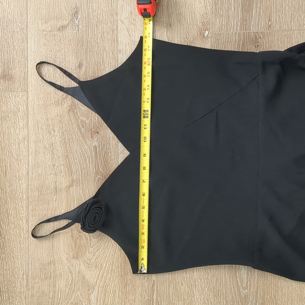 Vintage Kathie Lee Bias Cut Midi Black Dress With Rosette Women's 8/10 - Picture 4 of 6